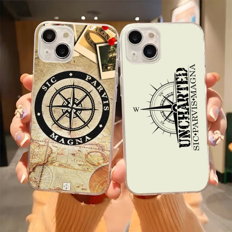 Sic Parvis Magna Uncharted Phone Case Transparent For Iphone 13Pro 11 12 14 Pro Max Mini 6 6s 7 8 Plus X XR XS SE2020 Cover