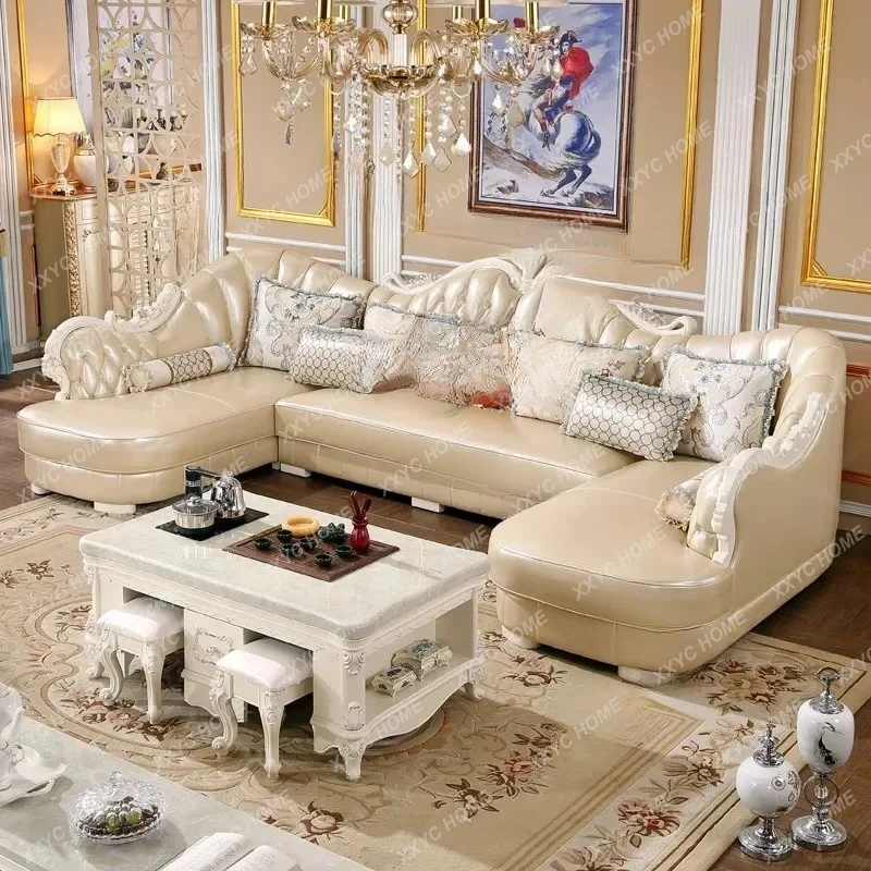 Luxury Sofas Genuine Leather Small Apartment Living Room Elegant Sofas Straight Armchairs Divano Letto Home Furniture