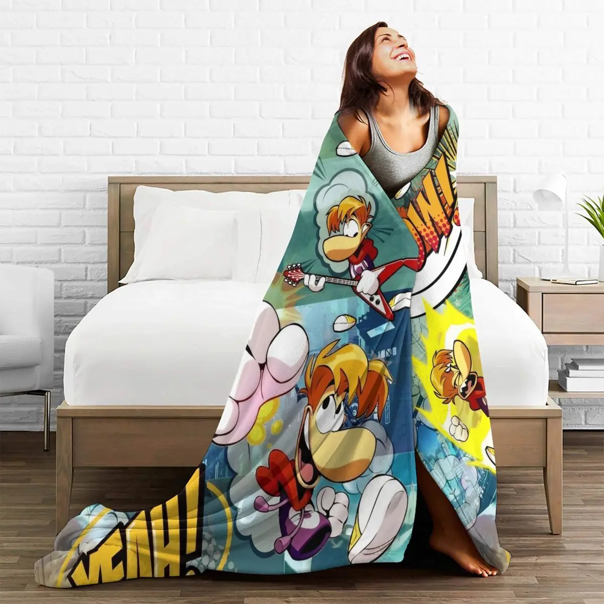 Rayman مغامرة لعبة الكرتون الصوف رمي البطانيات مضحك الفن بطانية للسرير الأريكة فائقة النعومة الفراش البساط قطعة متعددة الوظائف #3