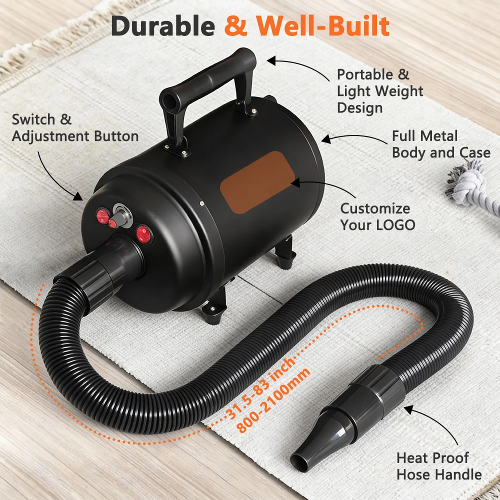 2800W Professional Pet Grooming Tool Adjustable Temperature Wind Speed Commercial Pet Hair Dryer Machine