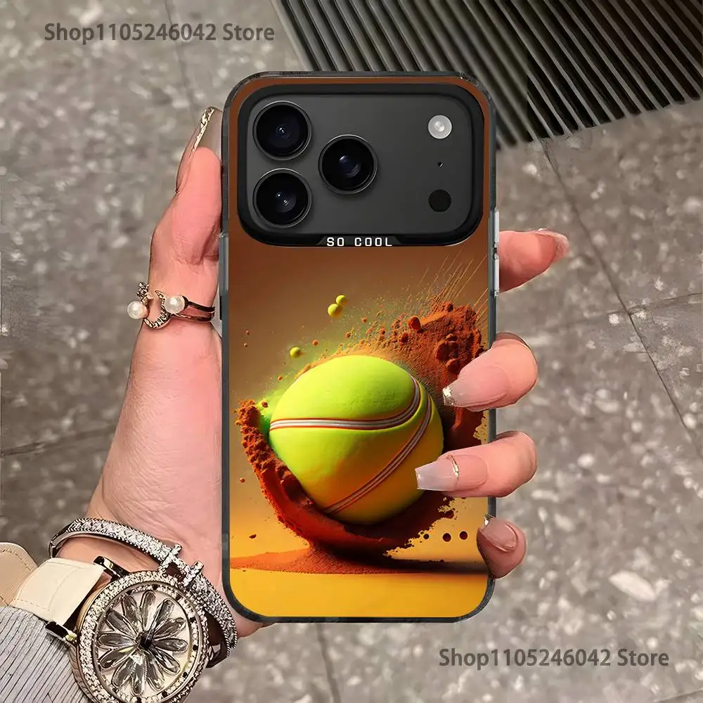 Sports Tennis For iPhone 17,16,15,14,13,12,11,Pro,MAX Black Candy Matte Cover
