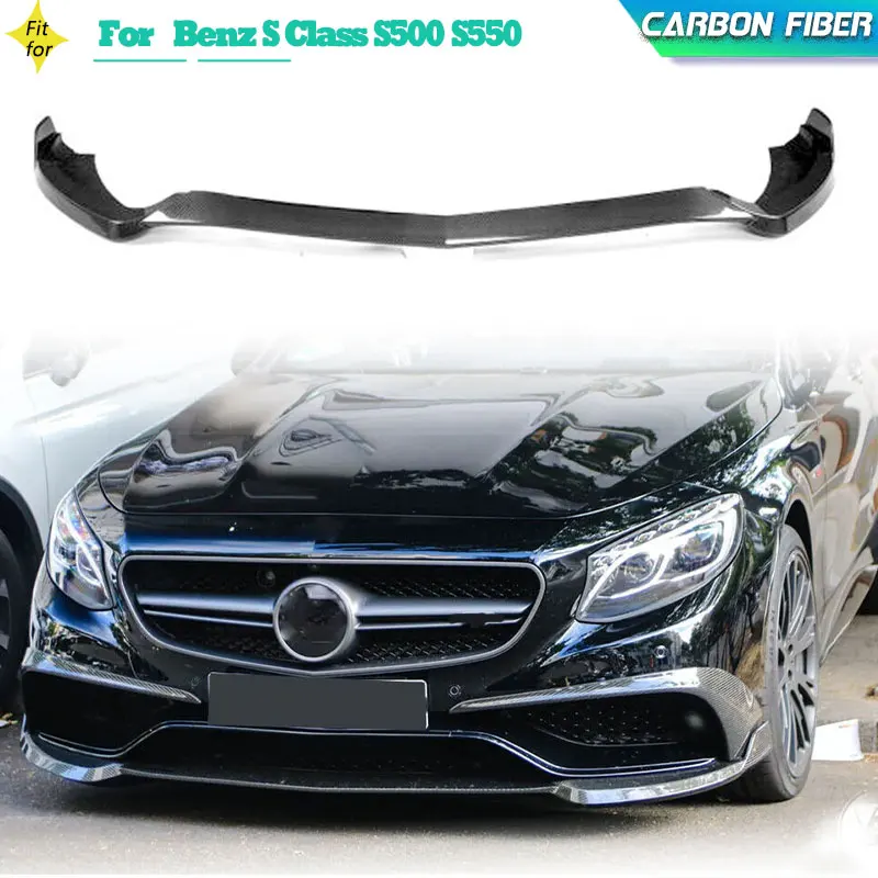 Carbon Fiber Car Front Bumper Lip Spoiler for Mercedes-Benz S Class S500 S550 Coupe 2014-2017 Front Apron Lip With Splitters FRP