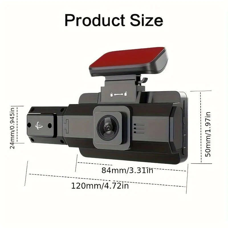 3 Inch 1080P Dual Lens Dash Cam For Cars, Front And Inside Full HD 1080P Car Camera With Loop Recording Night Vision Wide Angle