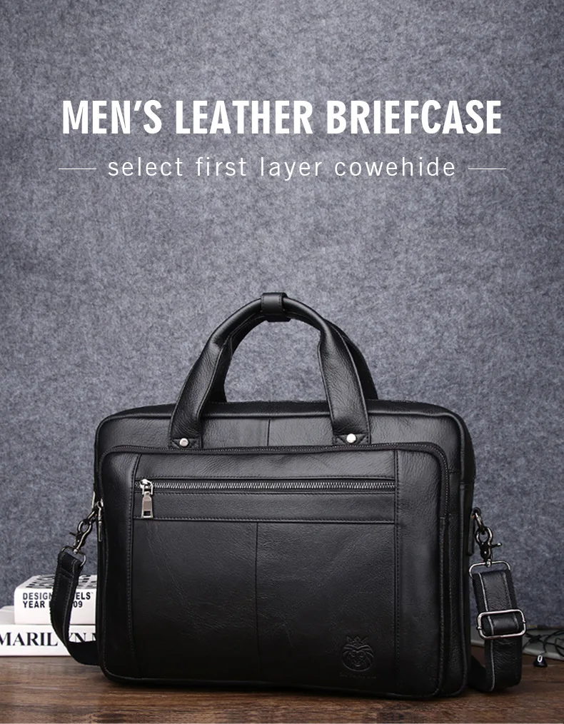New Luxury Cow Genuine Leather Business Men's Briefcase Male Briefcase Shoulder Bag Men Messenger Laptop Computer Bag 16 Inch