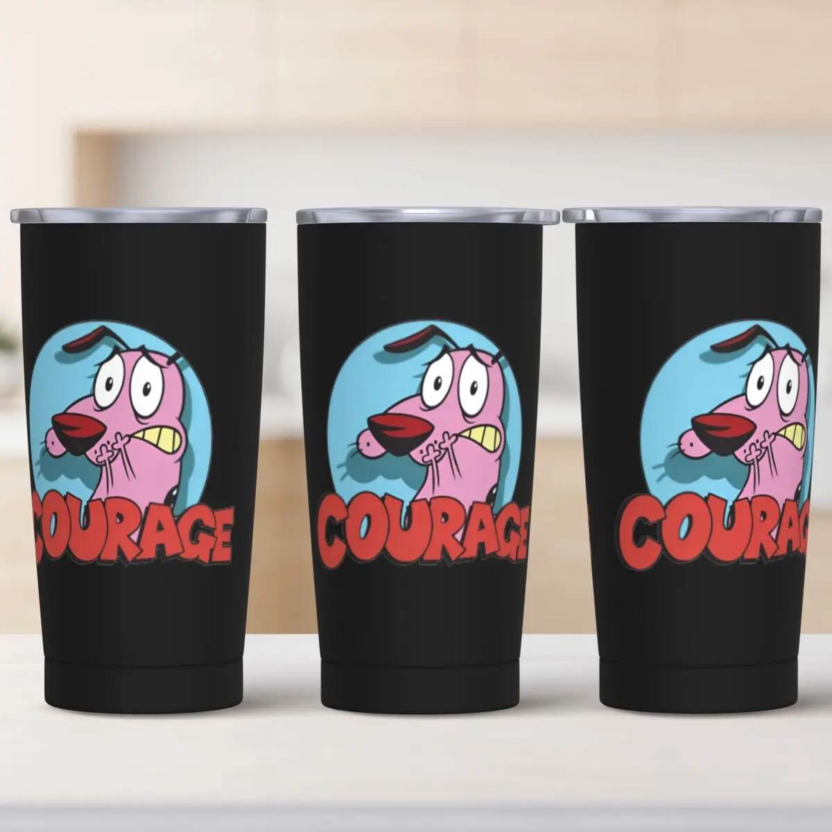 Stainless Steel Tumbler Cowardly Dog Courage Mugs Cup With Straws Cold Drink Water Bottle Leakproof Large Capacity Coffee Mug