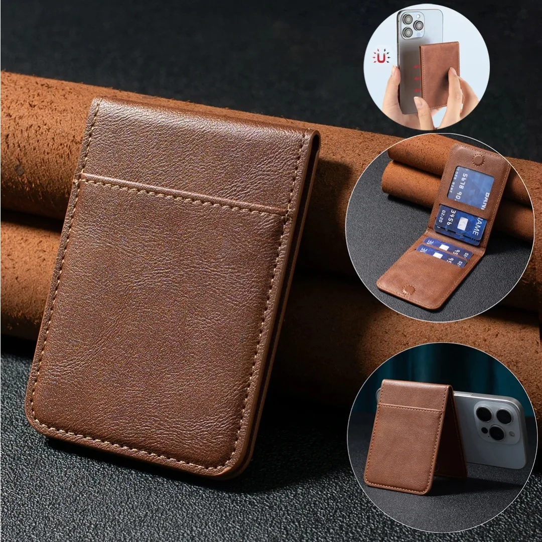 Business Sle Magnetic Kickstand Leather Card Holder for IPhone 18 Pro Max for Magsafe Credit ID Money 4 card Slot Wallet