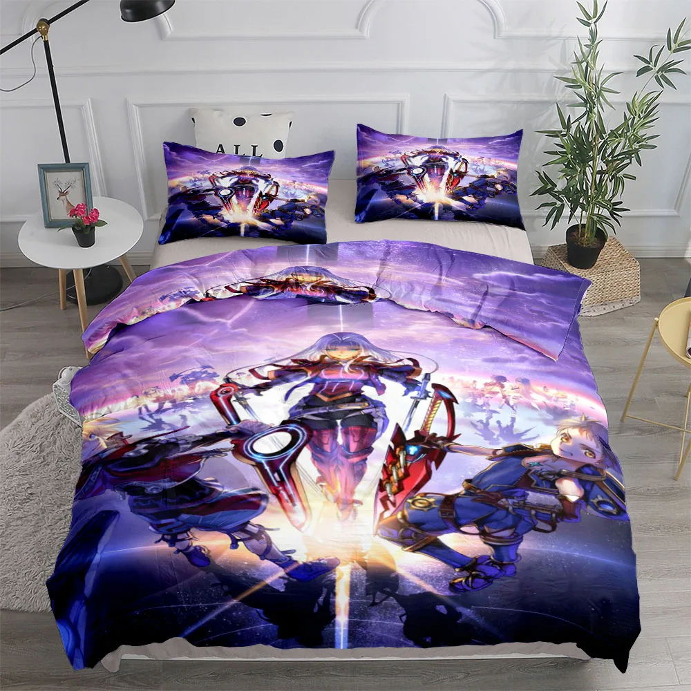 Imagem -02 - Xenoblade Linho Duvet Cover Grupo Rei Rainha Casal Completo Twin Cama de Tamanho Único