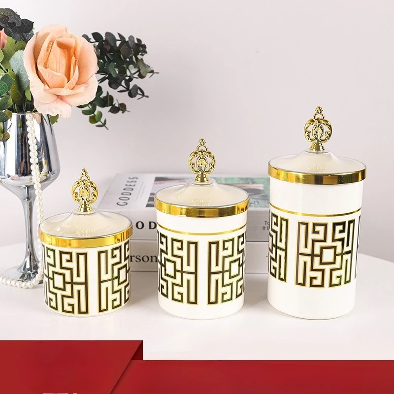 

Creative White Hot Stamping Loop Pattern Plastic Nordic Food Storage Jar Household Snack Dried Fruit Tea Jar Candy Jar