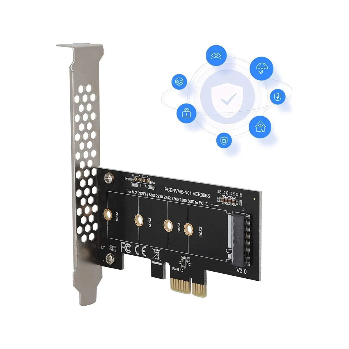 محول بسي لسطح المكتب بفتحة إكسبريس PCI ، M.2 إلى PCI E3.0 X1 بطاقة توسيع ، M2 SSD NGFF NVME(M مفتاح) إلى بسي 3.0x1