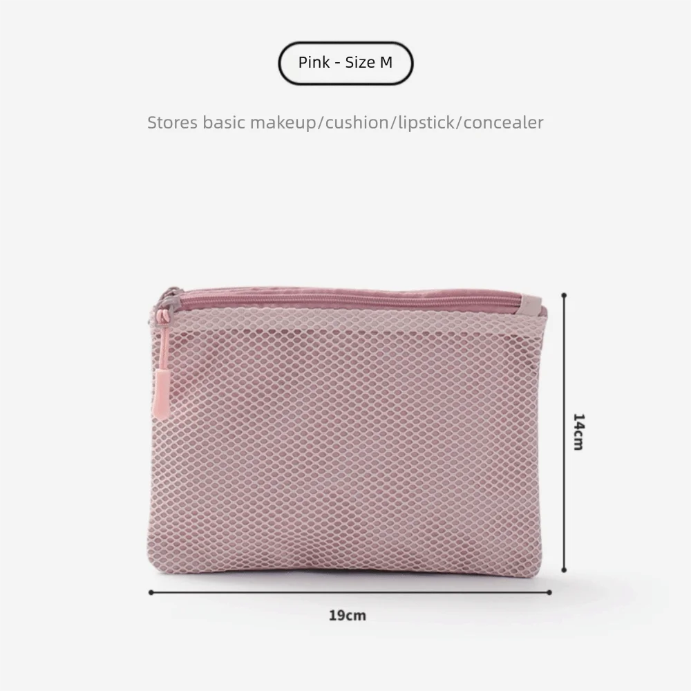Portable Double Zipper Mesh Organizer Pouch Multi-size Dual-Layer Makeup Bag Polyester Cable Organizer Bag Travel
