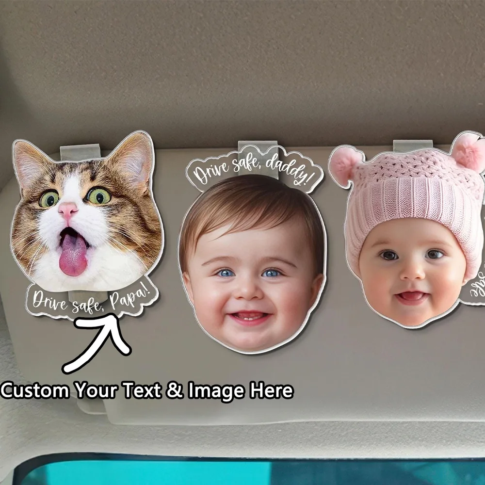 Personalized Fathers Day Gift For Dad, Custom Photo Car Visor Clip, Drive Safe Visor Clip For Dad, Gift For Husband,