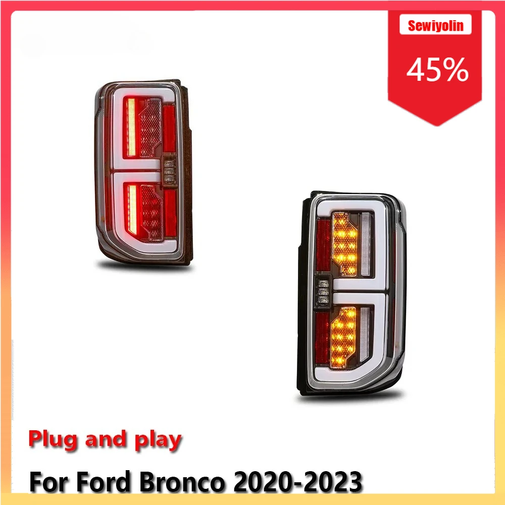 

Автомобильный светодиодный задний фонарь, автомобильные детали для Ford Bronco 2020-2023, авто противотуманные DRL, стоп-сигнал, указатель поворота, Plug and Play