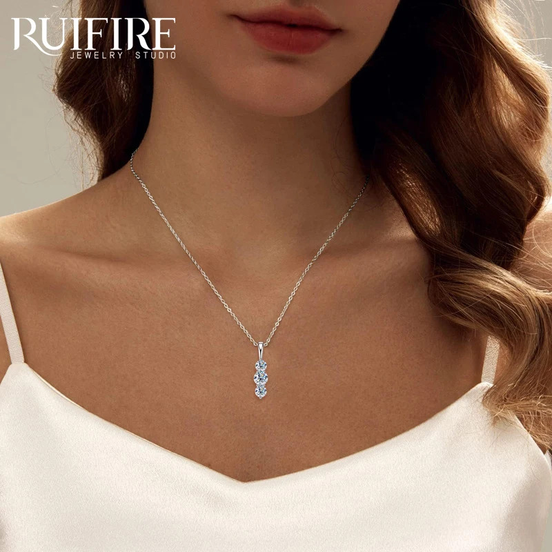 

RUIFIRE D VVS1 Moissanite Pendant Necklace for Woman S925 Sterling Silver Plated White Gold Wedding Necklace GRA Fine Jewelry