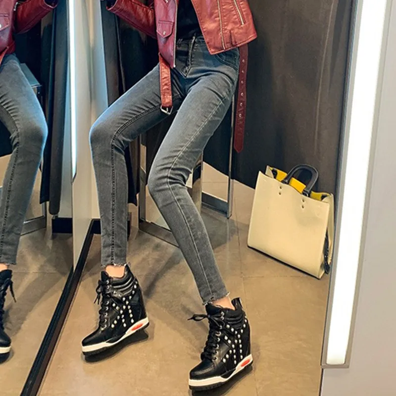 

Fashion High-top Women's Boots Ultra-high Slope Heel Thick-soled Short Boots for Women Trendy Comfort Woman Shoes Botas Feminina