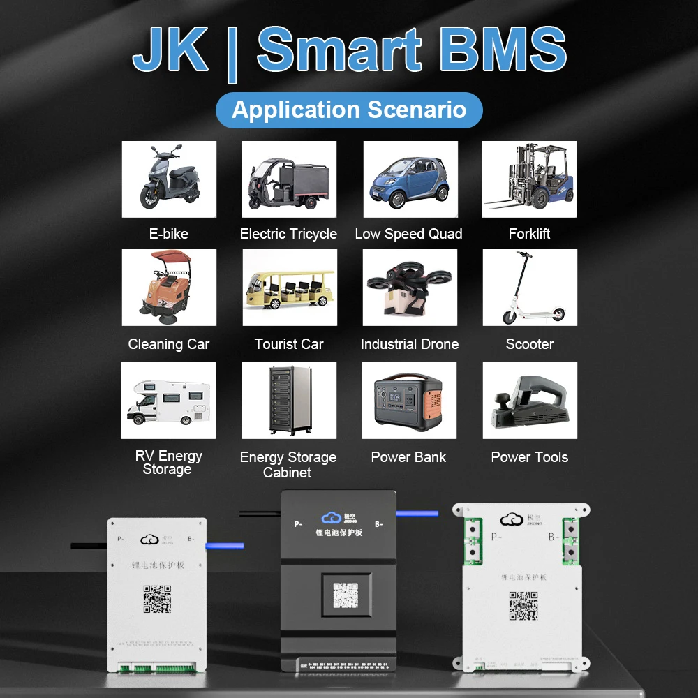 Inteligente JIKONG BMS 4S 5S 6S 7S 8S 17S 20S 24S 12V 24V 48V Ativo BMS 40A 60A 100A 200A 300A Lifepo4 Li-Ion Lto Bateria JKBMS