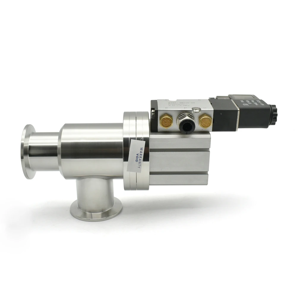 KF16 KF25 KF40 KF50 Vacuum Pneumatic Angle Valve 24/220V Y-shaped L-shaped SS304 Vacuum Flange Gas Safety Flapper Valve