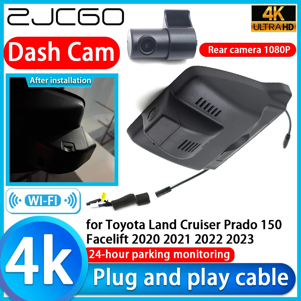 for Toyota Land Cruiser Prado 150 Facelift 2020 2021 2022 2023 4K DVR Dash Cam Car Camera Lens 24h Monitor Video Recorder