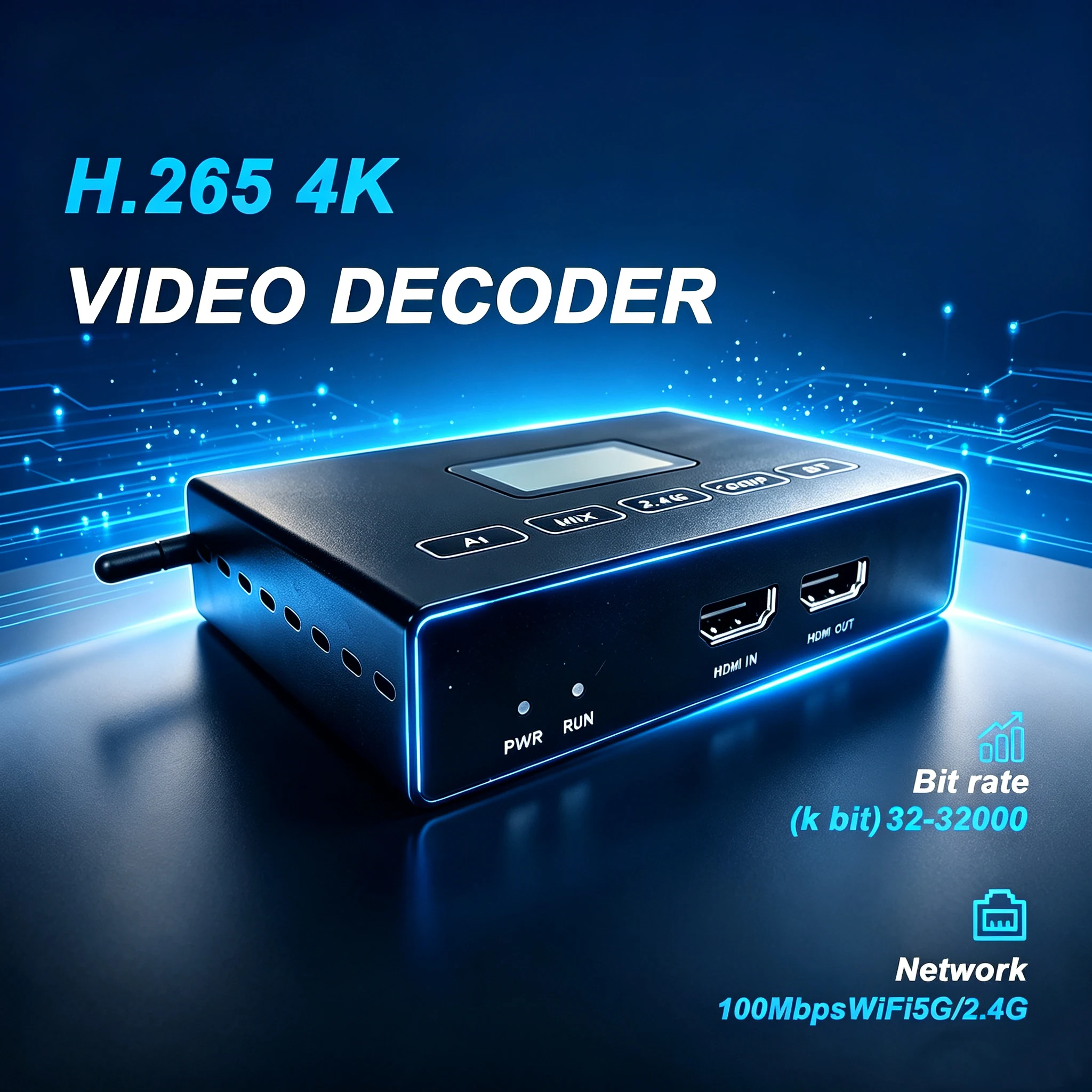 4K Video Encoder with USB Port LCD Display WiFi H.265 In/Out Audio HD Streaming Encoder for Video Capture