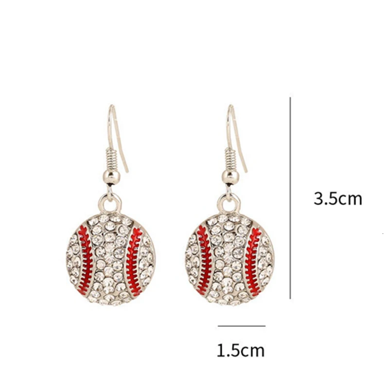 New Fashion Basketball Rhinestone Earrings For Women Crystal Baseball Football Volleyball Dangle Earrings Sports Jewelry