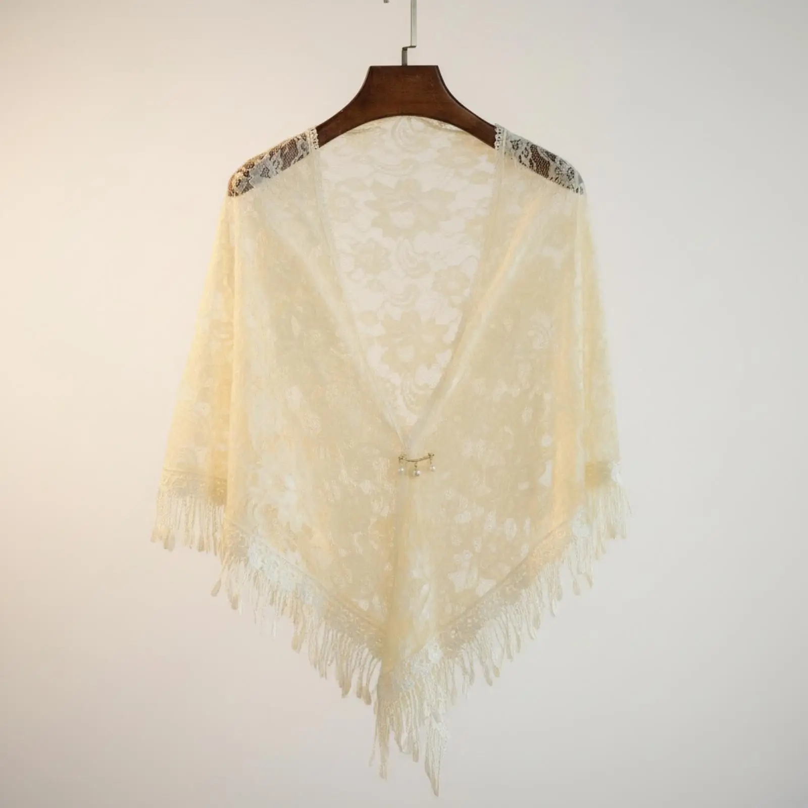 Women Cape Lace Shawl Floral Openwork Wrap for Summer Evening Wedding Party Cover Up Elegant Drape