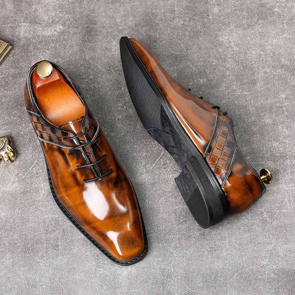 Genuine Full Grain Leather Men's Business Dress Shoes Fashion Gentleman Wedding Formal Shoes for Men