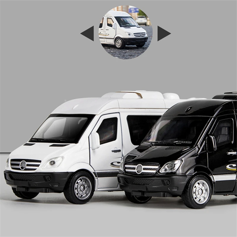 1:32 Zinc Alloy Bus Sprinter Alloy Car Model Diecast Metal Toy MPV Car Model Sound and Light Simulation Collection Toy Gift