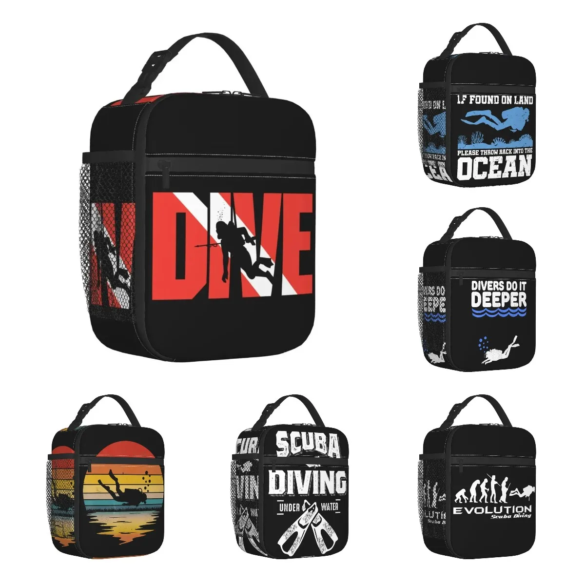 Awesome Scuba Drive Insulated Lunch Bag for Women Ocean Diving Diver Gift Idea Cooler Thermal Lunch Box Office Work School