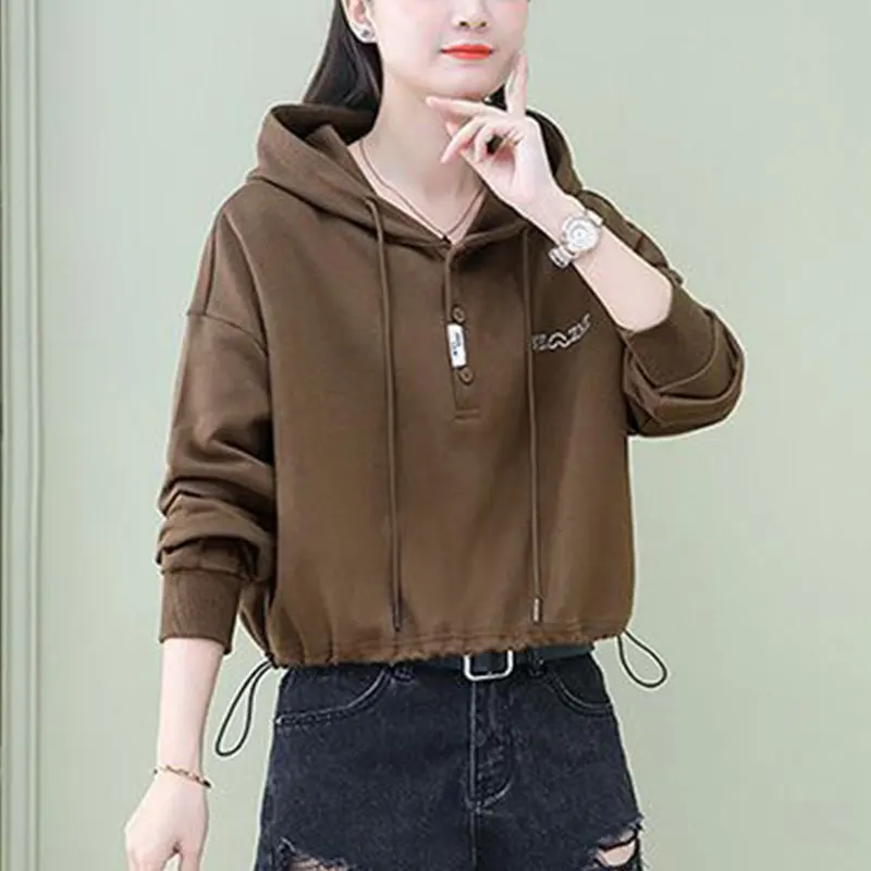 Women's Autumn and Winter Fashion Simplicity Long Sleeve Hoodies Women Clothes Thick Casual All-match Temperament Loose Tops