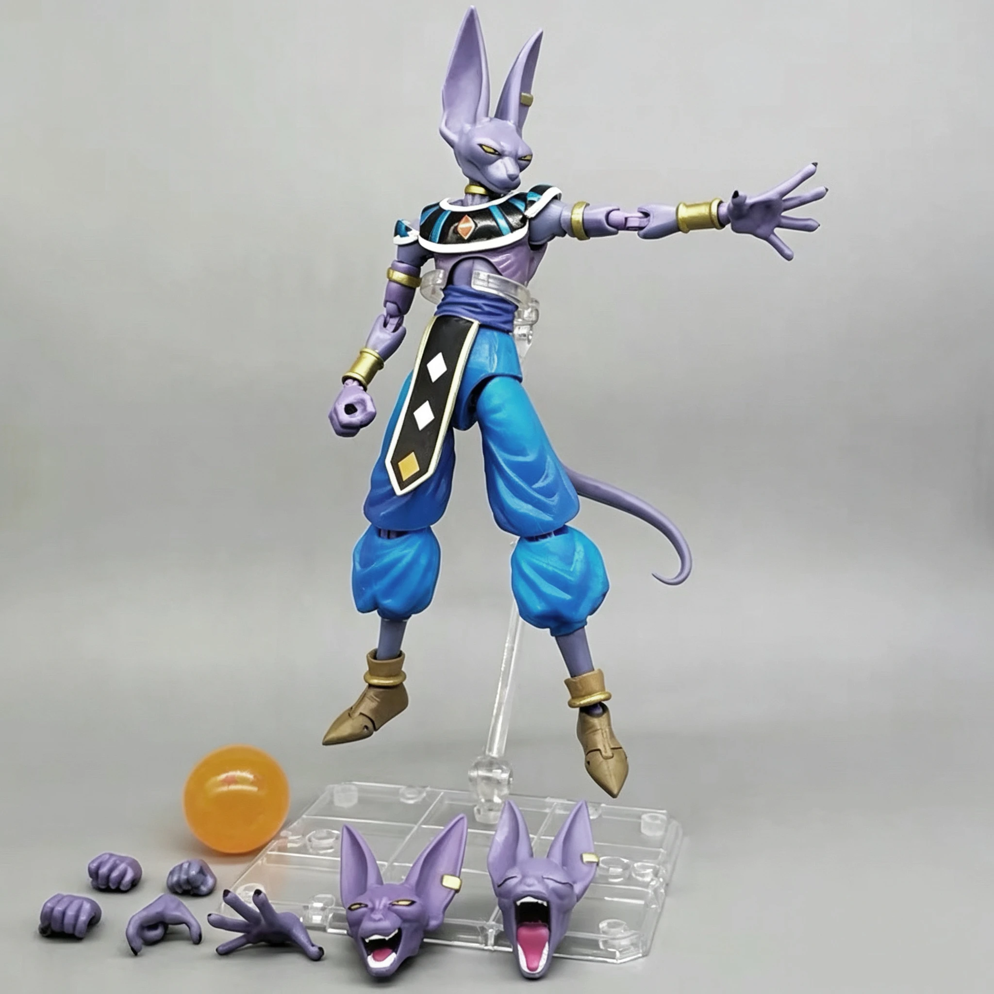 Bandai Dragon Ball Super God of Destruction Large Beerus Figure, High Quality Edition, Articulated Joints, Desktop Ornament