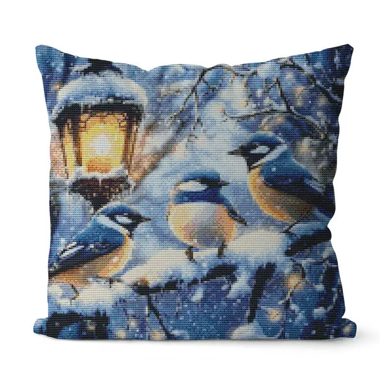 Bird Snow Cross Stitch Pillow Dmc Threads 11Ct Picture Prin…