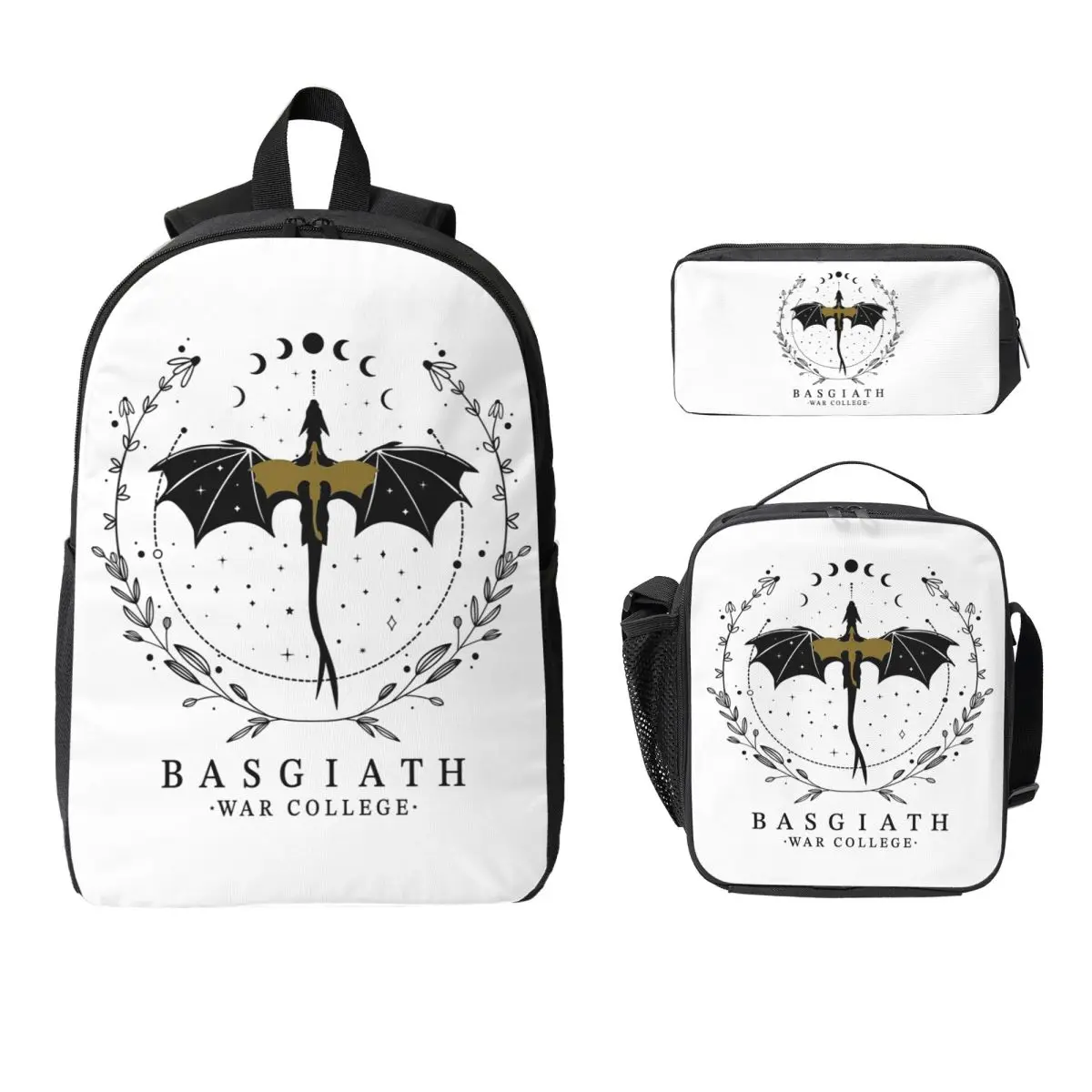 

Basgiath War College Backpack Student Boys Girls BookBag School Bag Computer Shoulder Bags 3ps Insulated Lunch Bag Pencil Case