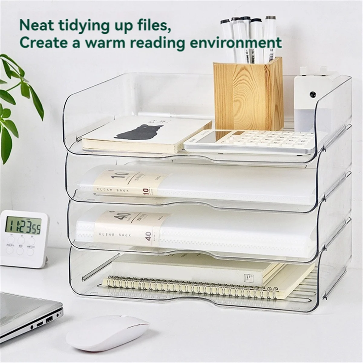 Office Organization and Storage, Letter Tray Desk Organizer, Stackable Document Organizer, Paper Organizer,4Pcs