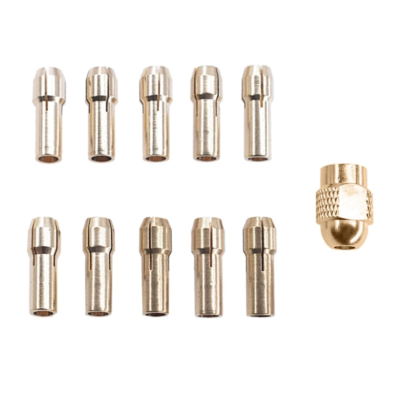 11 Pcs Collet Chucks Set Copper Collet Chuck forDremel Rotary Tool  Engraver G5AB
