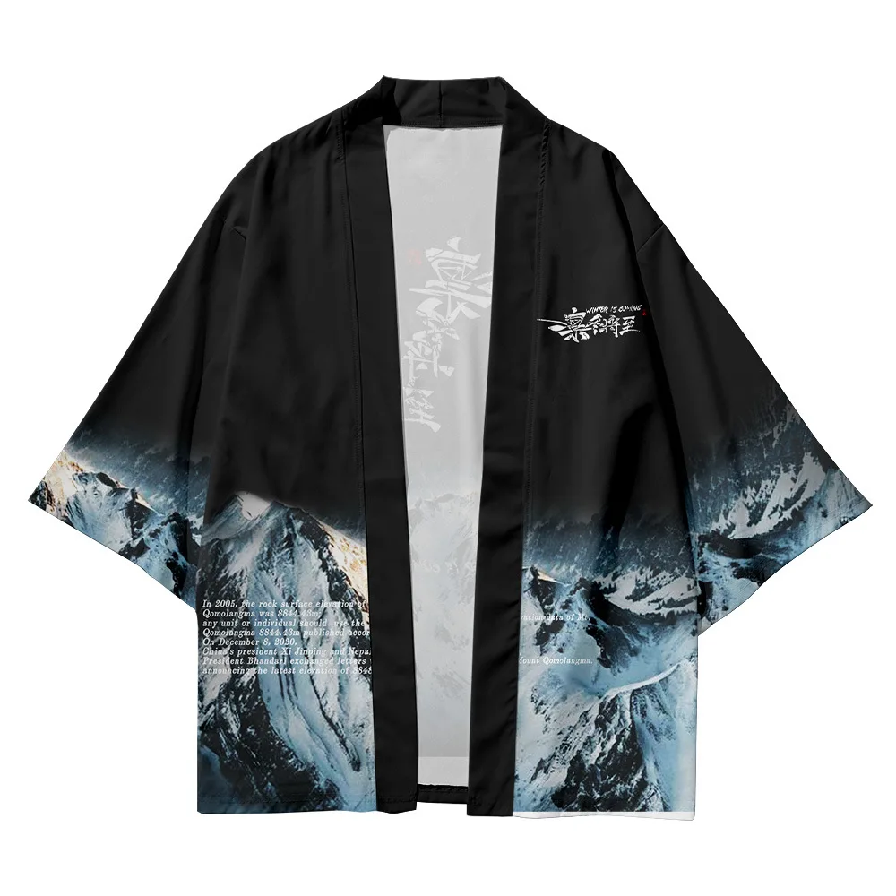 

Oversized Two-piece Suit Japanese Cardigan Women Men Cosplay Yukata Harajuku Samurai Kimono + Pants Sets Asian Clothing