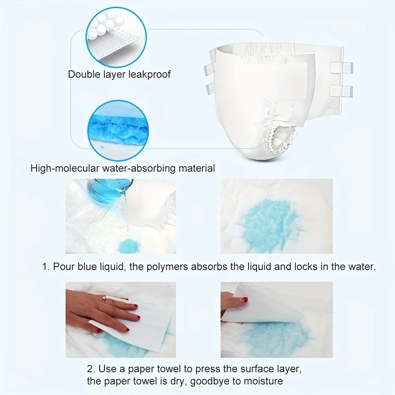 3PCS Disposable Adult Diaper Leakproof Adult Baby Diaper Lover 3000ml Trial Pack Unsiex