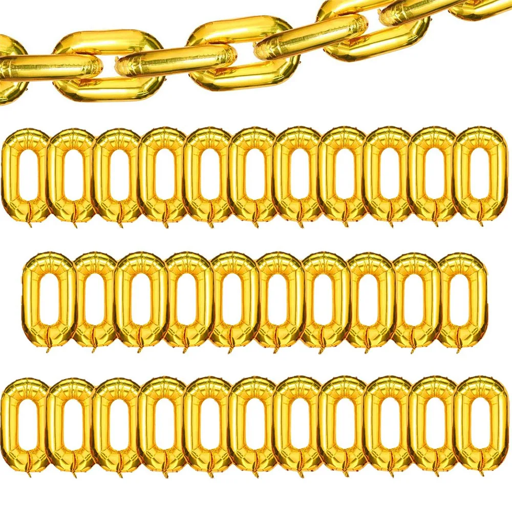 

20Pcs 16inch Gold Foil Chain Balloons Jumbo Chain Balloons for 80s 90s Party Decorations Wedding Birthday Balloon Chain Supplies