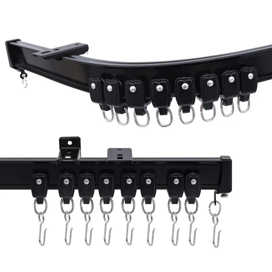 

Flexible Ceiling Curtains Track, Bendable Ceiling Mount Curtain Track for Room Divider, Aluminum Curtain Tracks Rail with Hooks