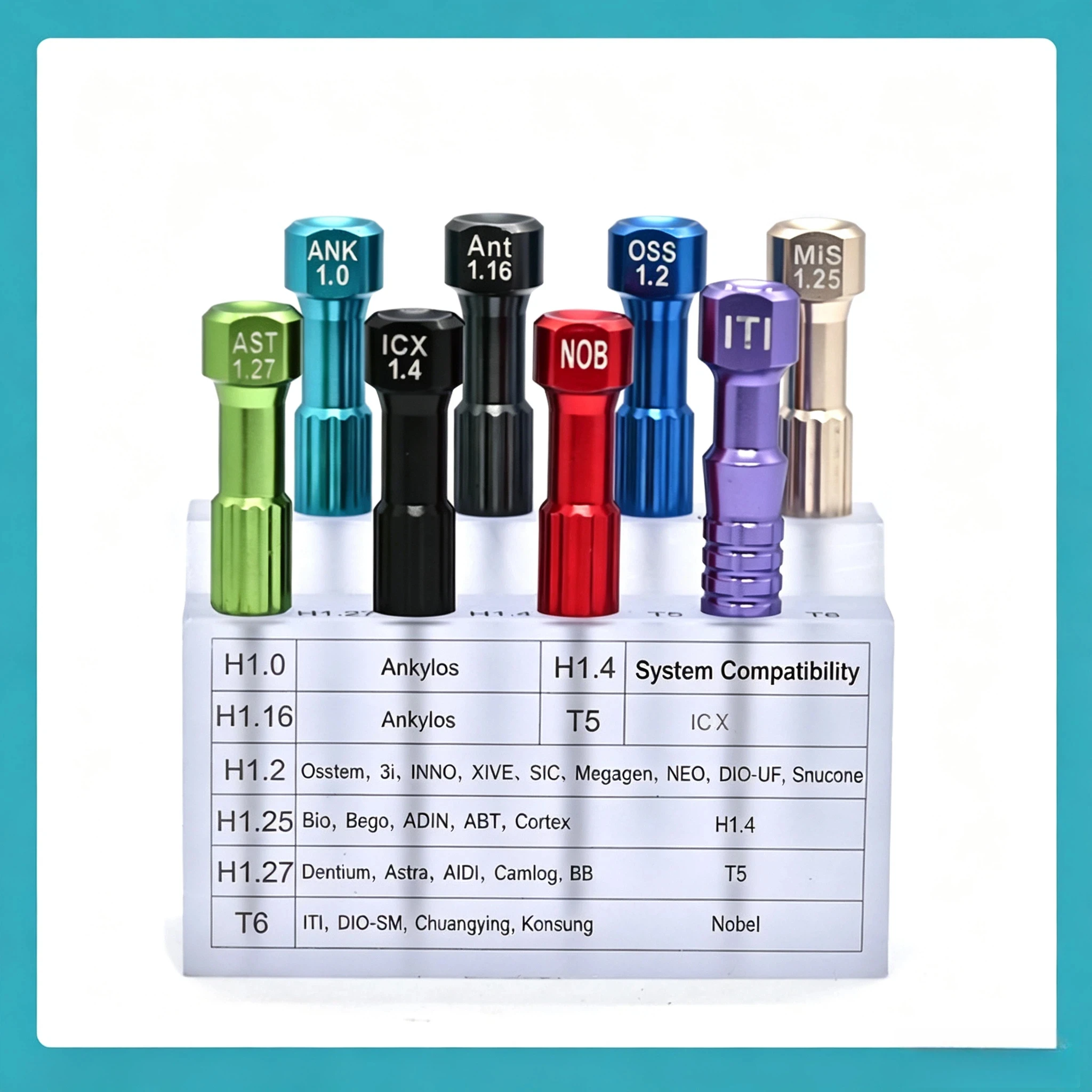 5Pcs Universal Dental Implant Restoration Tool Kit Color Coded Implant Screwdrivers Fit Osstem Dentium Straumann ITI
