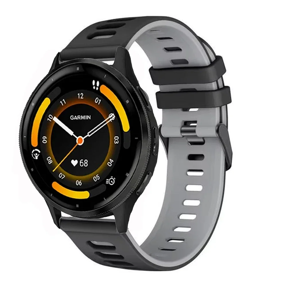 20 mm 22 mm zweifarbiges Silikonarmband für Garmin Forerunner 265 165 55 965 955 255 570 970 Armband Armband Garmin Venu 4/3 Gürtel – Detail 14