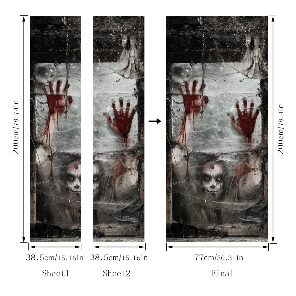 Zombie Door Stickers Halloween Decor Ghost Horror Finger Foot 3D Wallpaper Self-adhesive Waterproof Removable Party Accessories