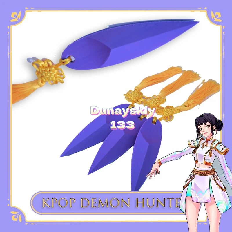 Accesorios para fiesta de Halloween para niñas, Kpop Demon Hurters Zoey HUNTER, accesorio de Cosplay de Anime, incluye cuchillo para lanzar demonio, arma