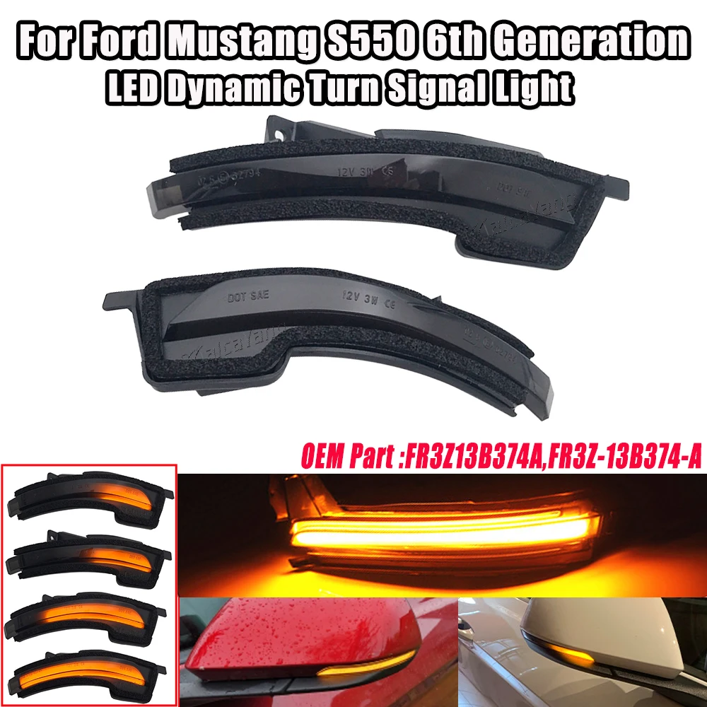 LHD Turn Signal Lamps For Ford Mustang S550 2015 2016 2017 2018 2019 2020 LED Dynamic Side Mirror Sequential Light