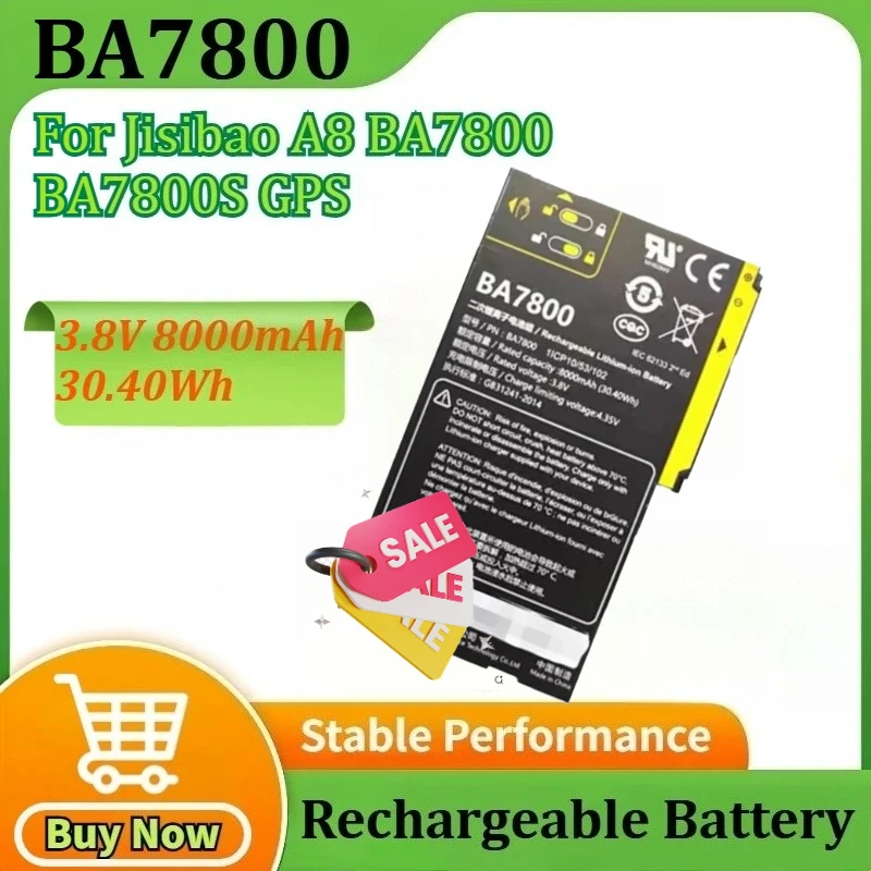 

New BA7800 3.8V 8000mAh 30.40Wh High Capacity for Jisibao A8 BA7800 BA7800S GPS Rechargeable Batteries