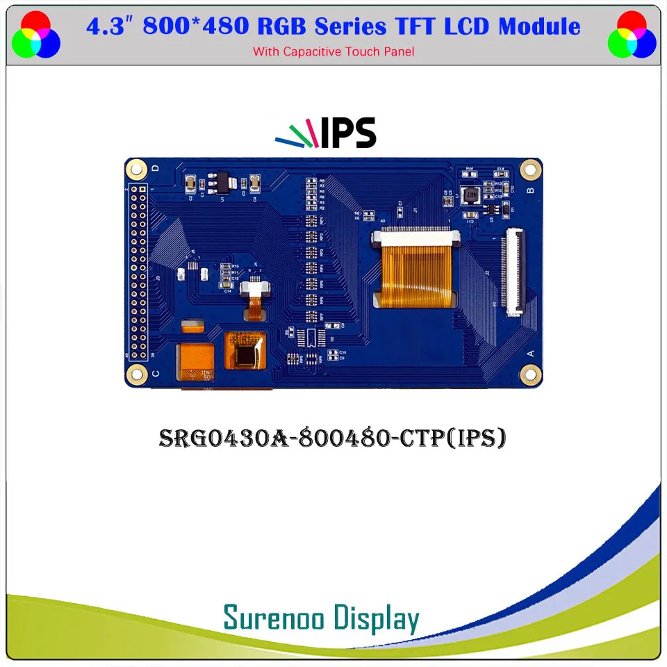 4.3 "polegadas 800*480 480*800 IPS TN 40P_RGB TFT Touch Capacitivo Módulo LCD Painel de Tela Compatível Placa Alientek STM32