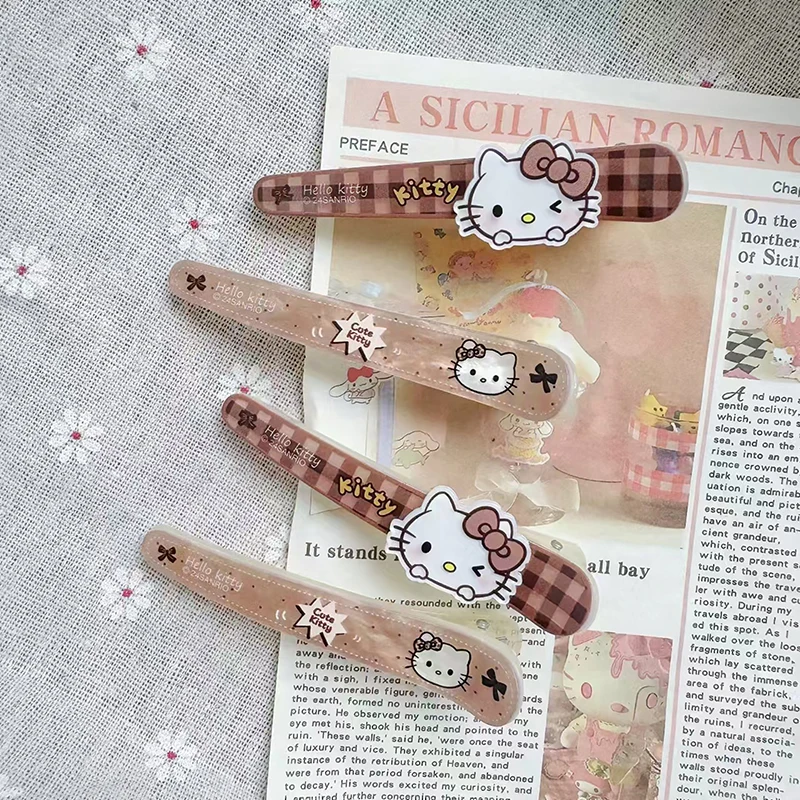 Sanrio Simple HelloKitty Hair Accessories Vintage Hair Clip For Women Girls Cute Anime Bangs Hair Clip Versatile Side Clip Gifts