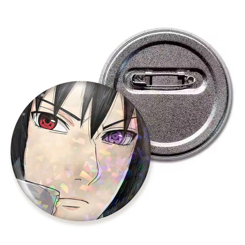 U-chiha S-asuke 75x75 25x25 mm Cartoon Round Brooches on Backpack Shirt Accessories Jewelry Badge Gift for Friends