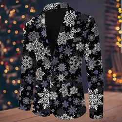 Men's Jacket Fashion Casual Costume Homme Red Black Blue Blazer Masculino Blue Printed Suit Jacket for Men To Wear Christmas