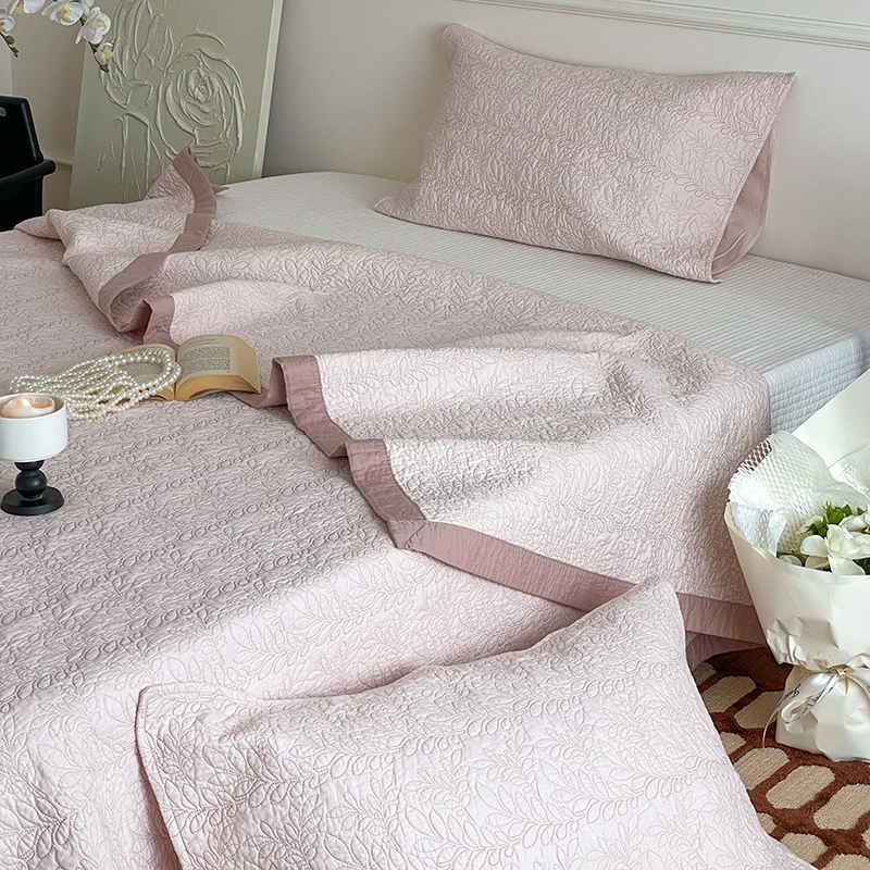 100% Cotton Quilted Bedspread Bed Cover Mattress Topper Coverlet Bed Sheets Summer Quilt Blanket With Pillowcases 3Pcs