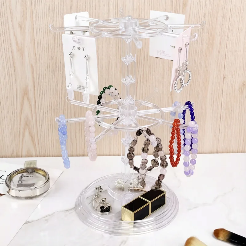 Rotating Earring Display Stand Women Necklace Bracelet Jewelry Organizer Rack
