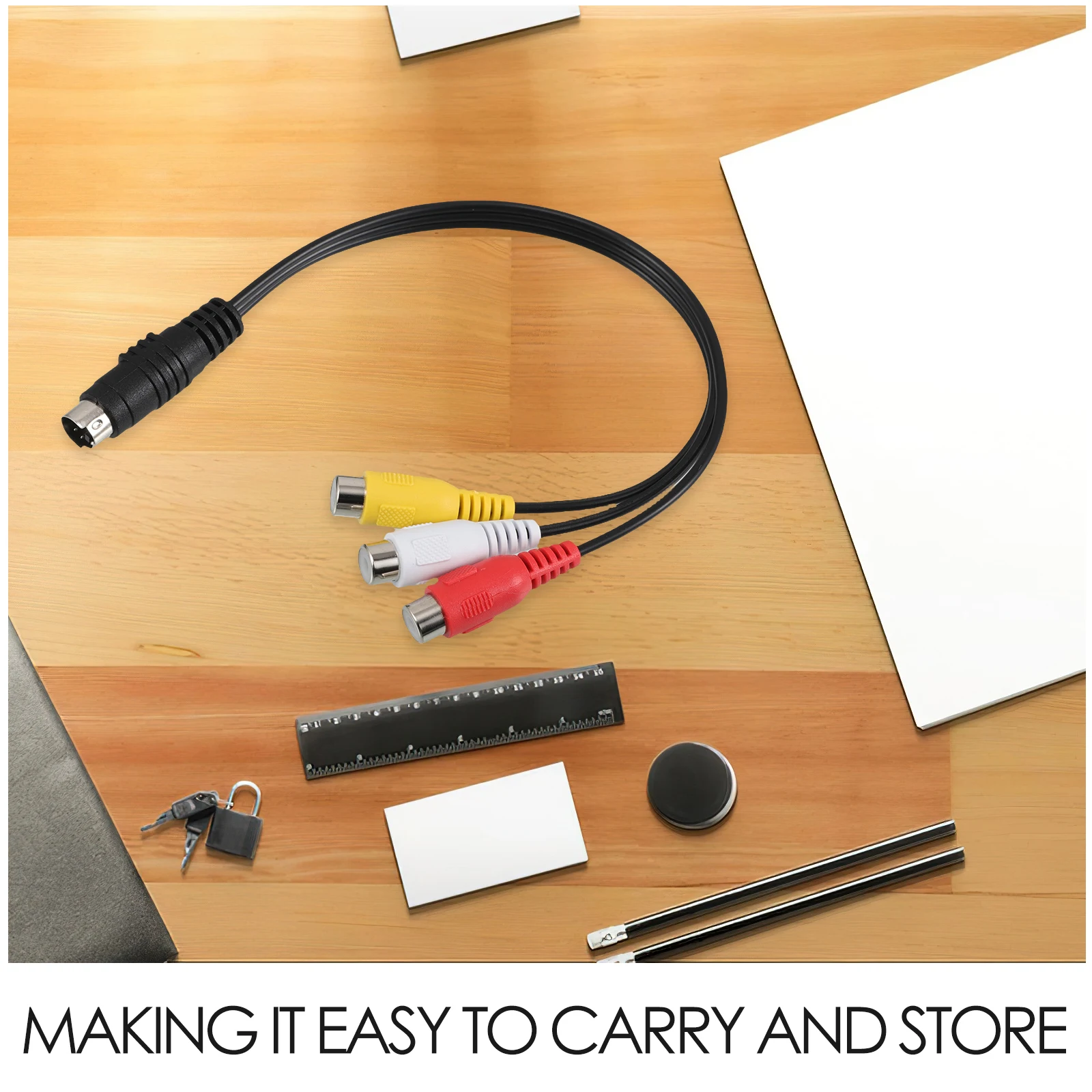 

2pcs Video Adapter Cable S-Video To 3Rca High-Definition Durable Plug Play Composite Audio Video Cable For Laptop Vcr
